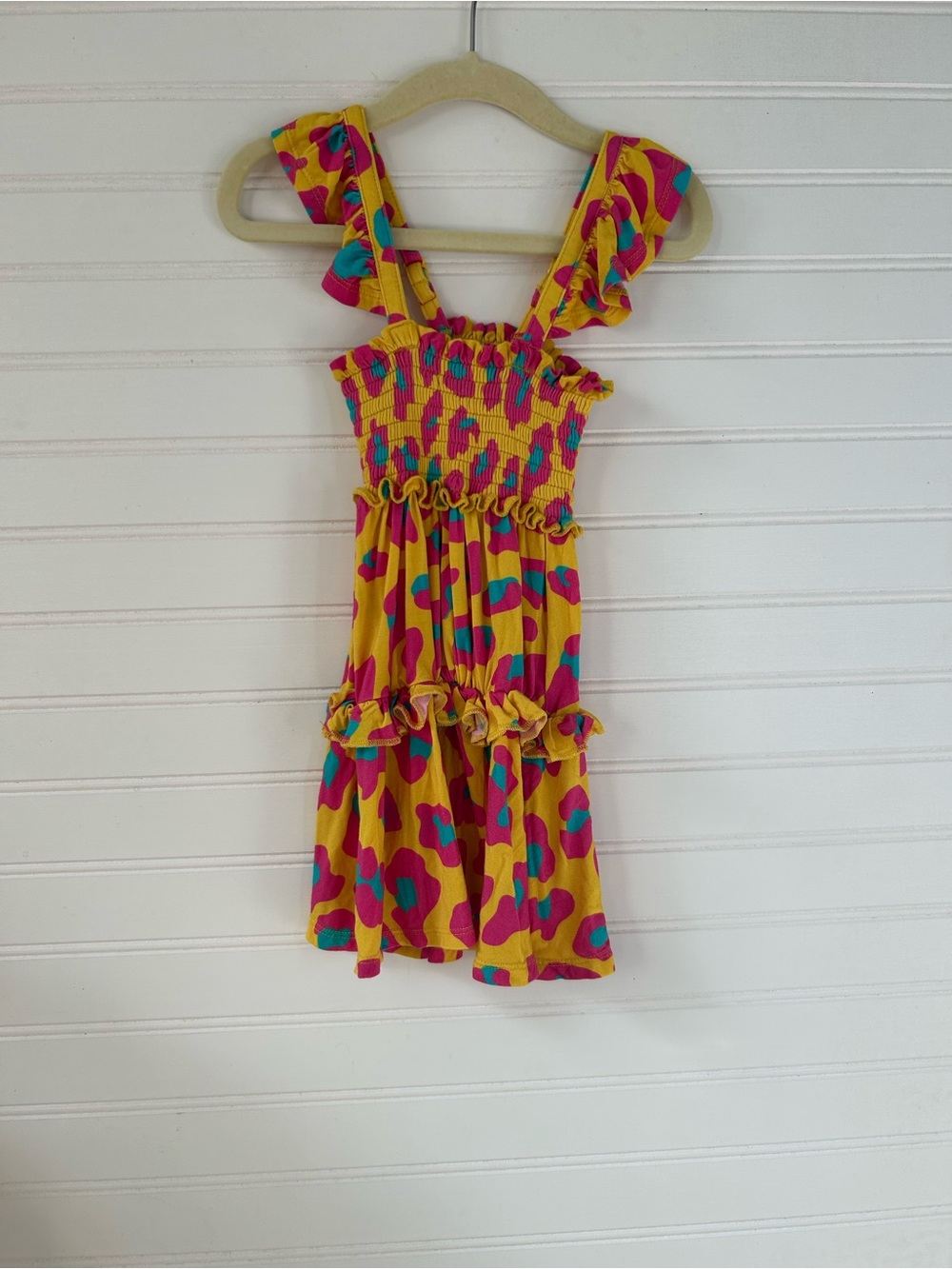 Posh Peanut Presley Jane Retro Floral Ruffle Twirl Dress 2T Yellow Pink